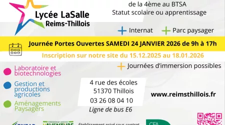 A VOS AGENDAS : JPO 24 janvier 2026